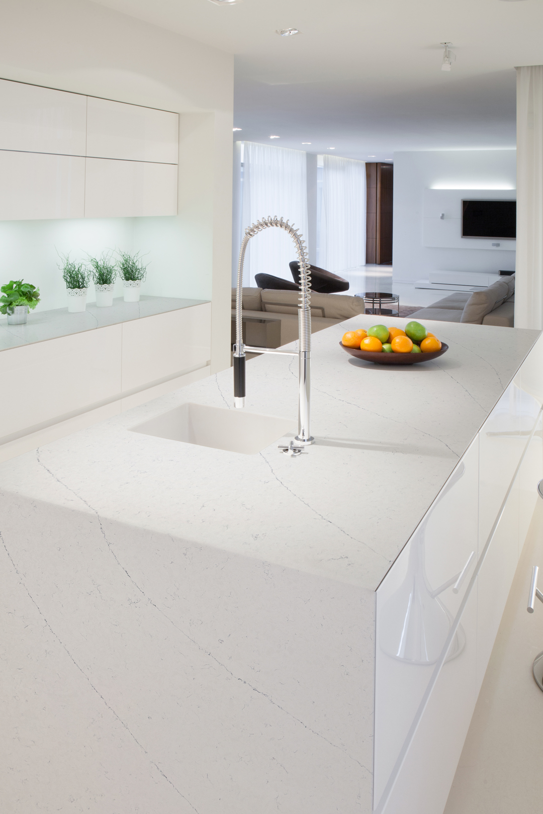 Kitchen island inside elegant house